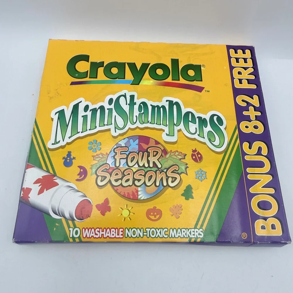 Vintage 1998 Crayola Mini Stampers Four Seasons 10 Washable Markers Set USA Made